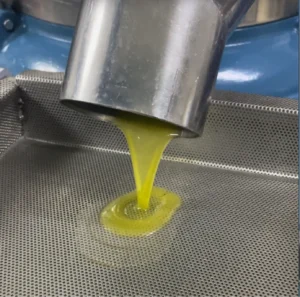 Olio extravergine versato a crudo, estratto a freddo e profumo fruttato